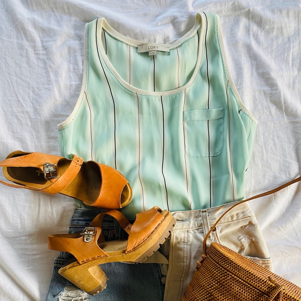 Satin Striped Loft Tank Top